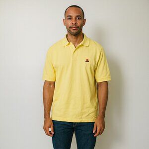 Vintage Men L Ivy Crew Yellow‎ Thick Polo Shirt Logo Golf Athletic Beach Travel